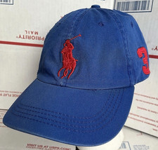 Vintage POLO Ralph Lauren hat Big Red Pony Embroidered 3 Cap adjustable Strap