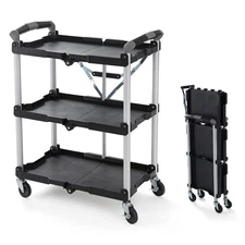 85-188 Pack-N-Roll Folding Collapsible Service Cart, 150LB Capacity, Black