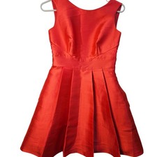Kate Spade Red Party Dress Open Back Bow Double Pleated Size 00 Chic