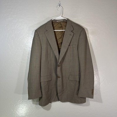 Canali Blazer Mens 58 Brown Wool Check Tweed Sport Coat Made Italy Notch Lapel