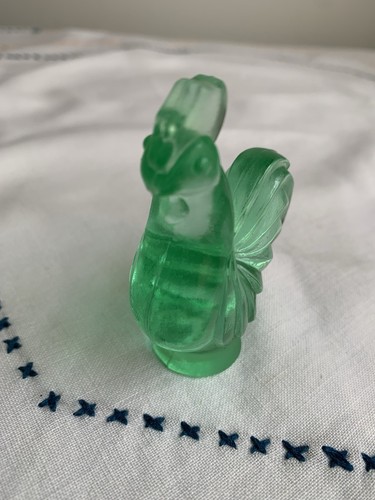 Fenton Miniatur Hahn Huhn grün Figur 2,75" Kunst Glas Aufkleber - Bild 3 von 5