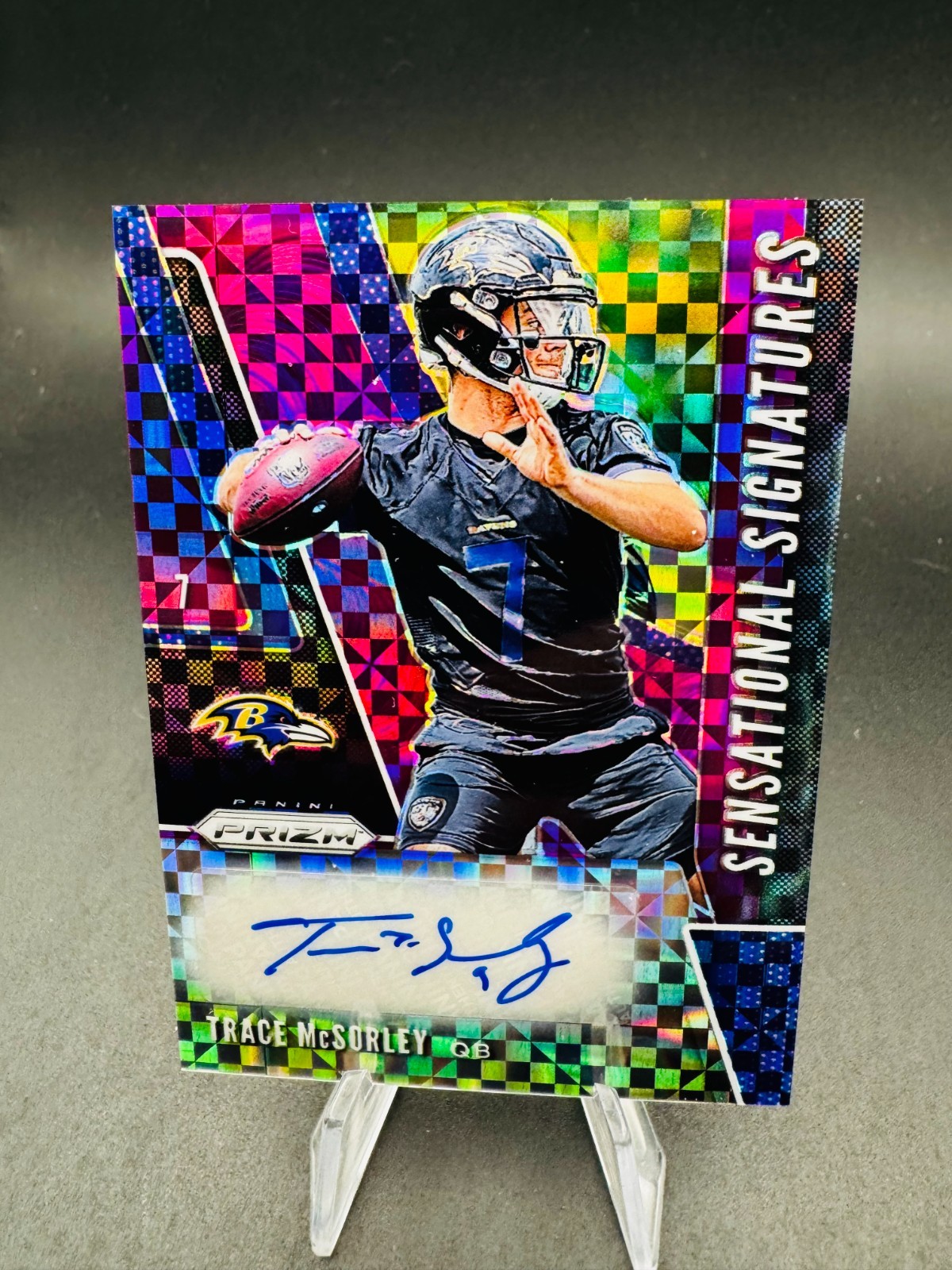Trace McSorley Panini Prizm Sensational Signatures #SETRM Purple Power