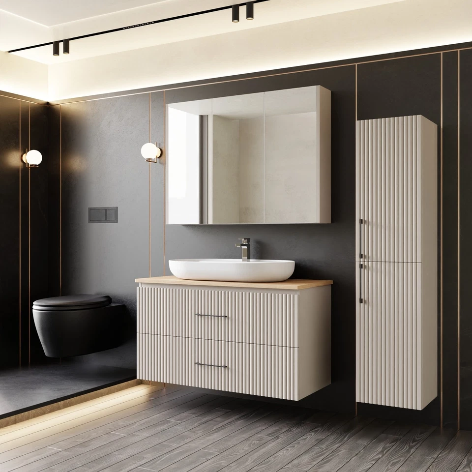 Badmöbel-Set 60/80/100 cm – Badezimmerschränke, Keramikwaschbecken, Hochschränke - Bild 2 von 4