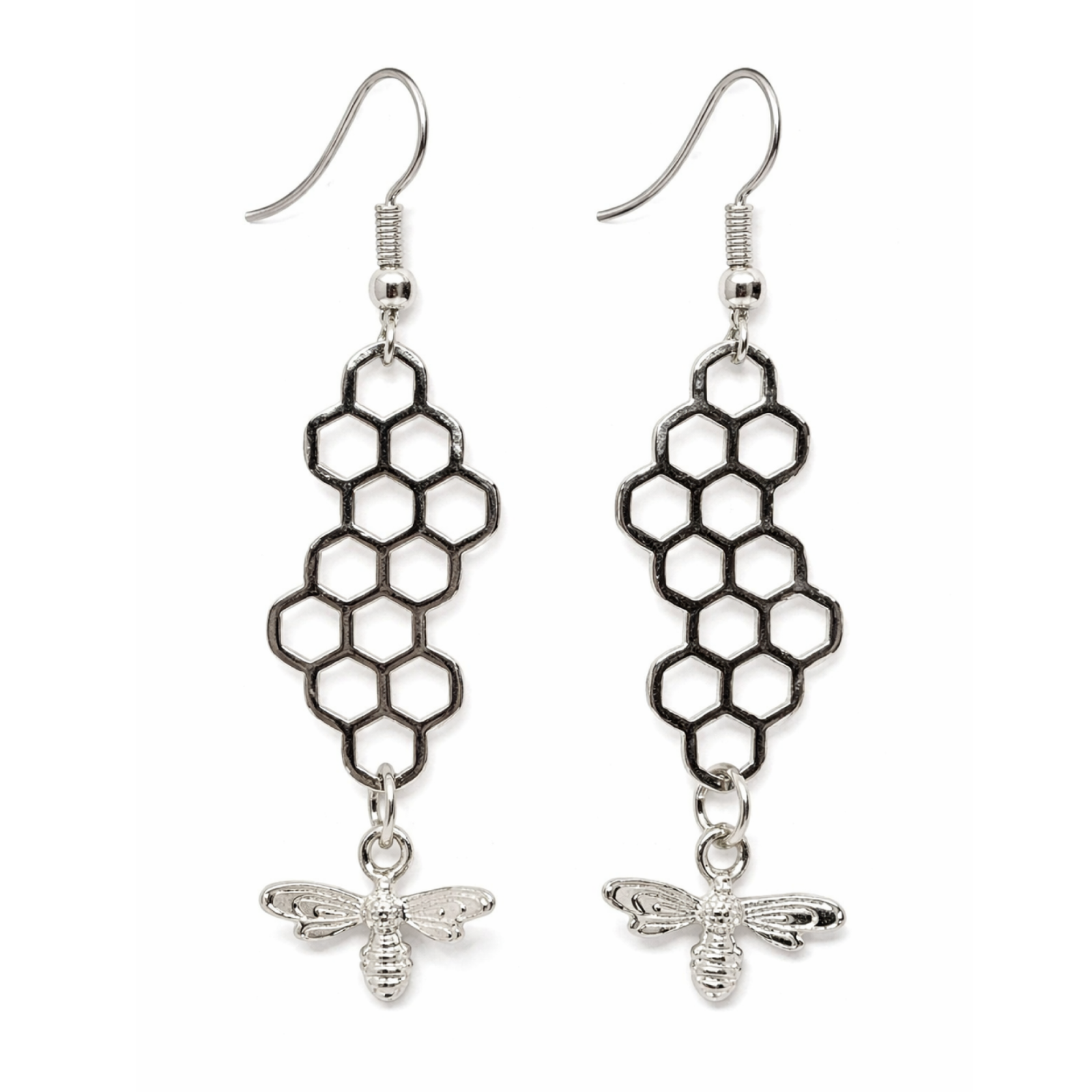 Bee Honeycomb Earrings Dangle s925 Premium Quality Bee Earrings Unique With Box