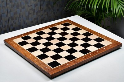 Solid Wooden Indian Notation Chess Board in Ebony & Maple with Sheesham Border