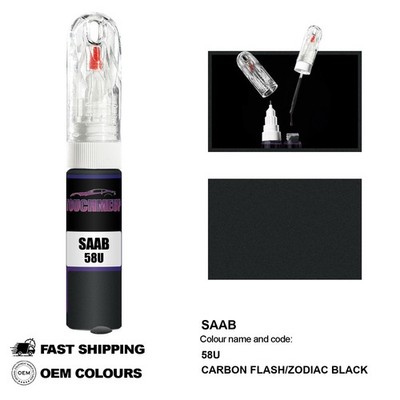 FÜR SAAB CARBON FLASH/ZODIAC BLACK 58U Touch Up Lackstift Pinsel Fix Kit Kratzer
