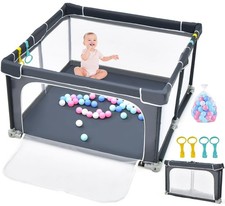 Baby Playpen Foldable, 50 x50 Large Playard for Toddlers with Gate, Soft Vi...