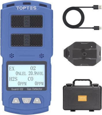 TopTes Guard-122 4 Gas Monitor Multi Gas Detector Sensor H2S CO LEL O2 0.5s