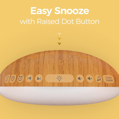 Wood Grain Sunrise Alarm Clock Digital Nightlight 26 Sleep Sounds White Noise