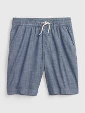 NEW 35 GAP Kids Boys Blue Chambray Woven Easy Pull-On Shorts Sz Small 6-7 YRS 