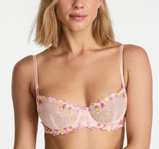 Victoria's Secret Bloom Pink Unlined Balcony Wildflower Embroidery Bra