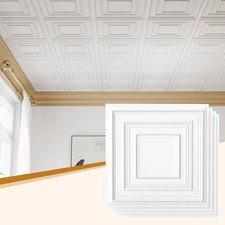 12Pcs Ceiling Tiles 24x24 in PVC Easy Install...