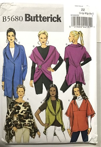 BUTTERICK PATTERNS B5680 Misses' Wrap and Jacket, Size ZZ (LRG-XLG-XXL)