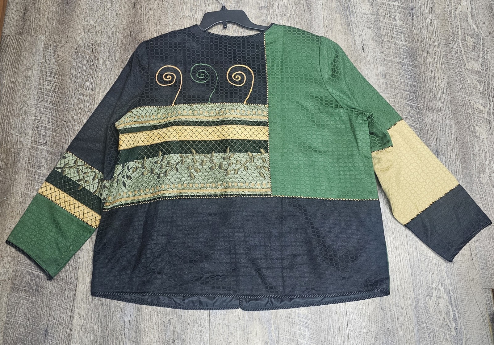 Indigo Moon Green Patchwork Embroidered Button Up… - image 2