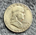 1952 Benjamin Franklin Half Dollar, circulated, no mint mark