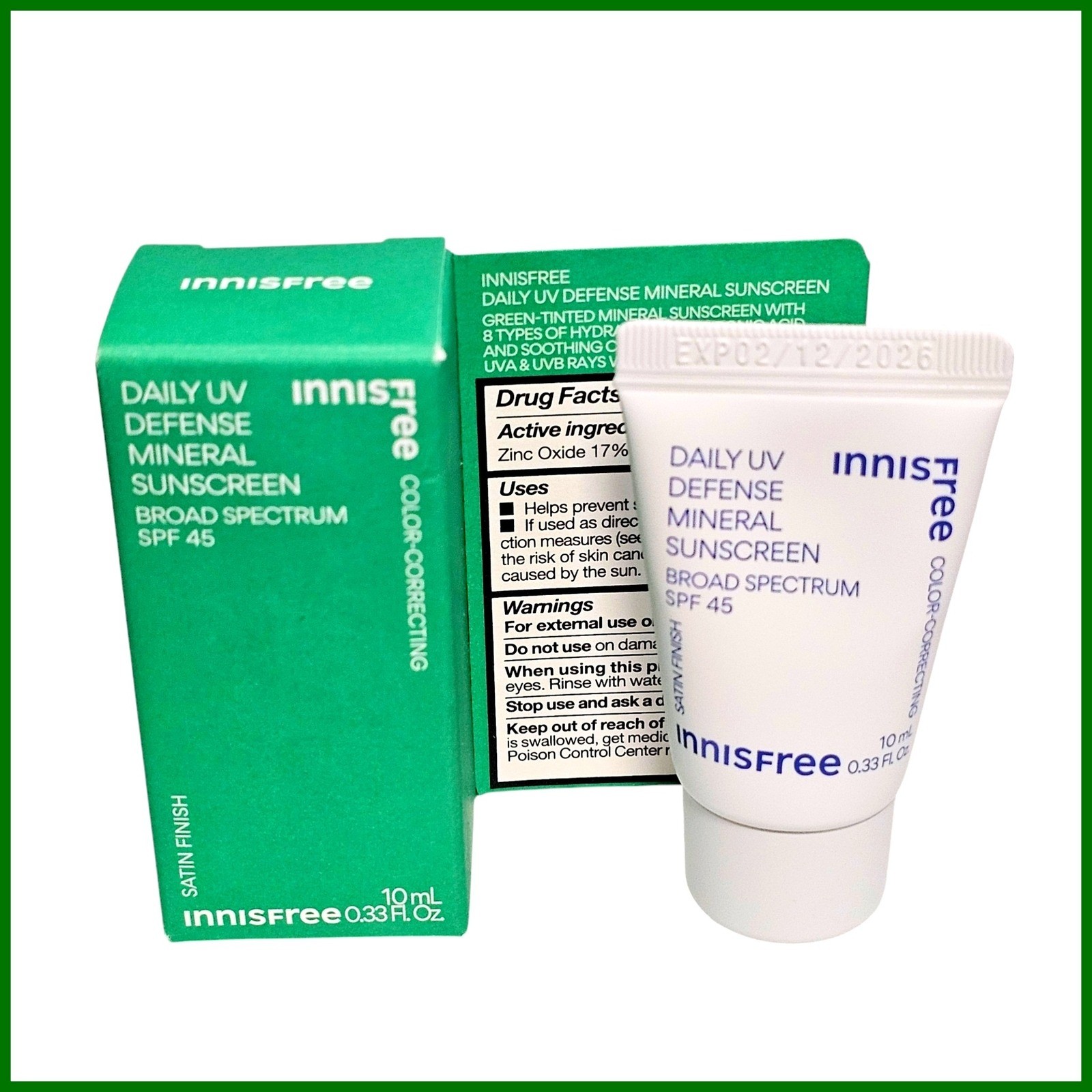 Солнцезащитный крем InnisFree Daily UV Defense с зеленым оттенком и минералами SPF 45 широкой спецификации 33 унции 1990₽
