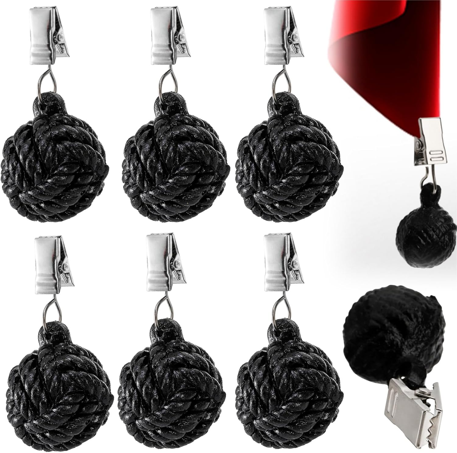 6 Pack Tablecloth Weights Heavy Cloth Pendant Metal Clips Cast Iron round Ball