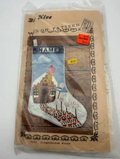 Vtg Christmas Stocking Iron On Pattern Kit - Bee Hive #4103 “Gingerbread House”