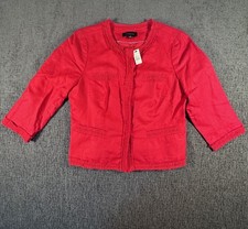 Talbots Womens Linen Blend Jacket Holiday Red Size 10 Lined Blazer NWT