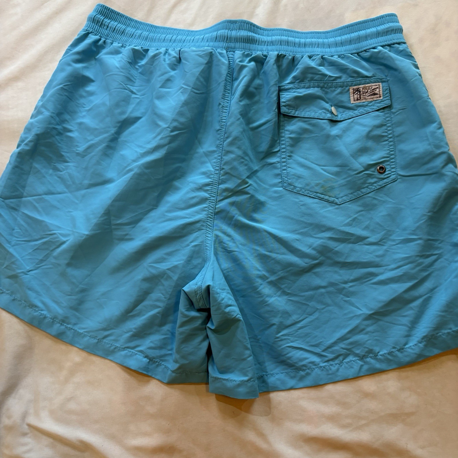 Polo Ralph Lauren Swim Trunks Shorts Men Lined Yellow Pony Size XXL Blue Beach thumbnail 2