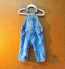 OshKosh B'gosh Blue Denim Bib Overalls One-Piece 12 Months Sleeveless Pockets