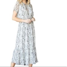GeeGee Stacy Curvy Flowy Silver White Snakeskin Look MIDI Dress Size 3X NWT