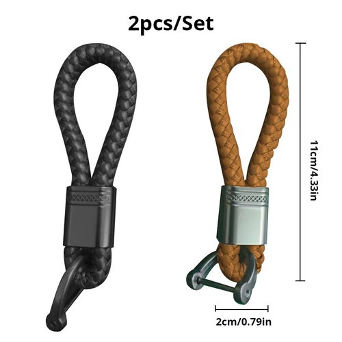 Woken Rope Keychain 2Pcs Leather Rope Keychain Hand Woven Horseshoe Buckle Key Ring Car Key ...