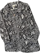 cj banks 3X Black & White Print Long Sleeved Shacket FrPockets Trendy Classy