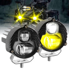 Motorcycle Fog Lights, White/Amber Pod Lights Offroad Work Lights Motorbikes SUV