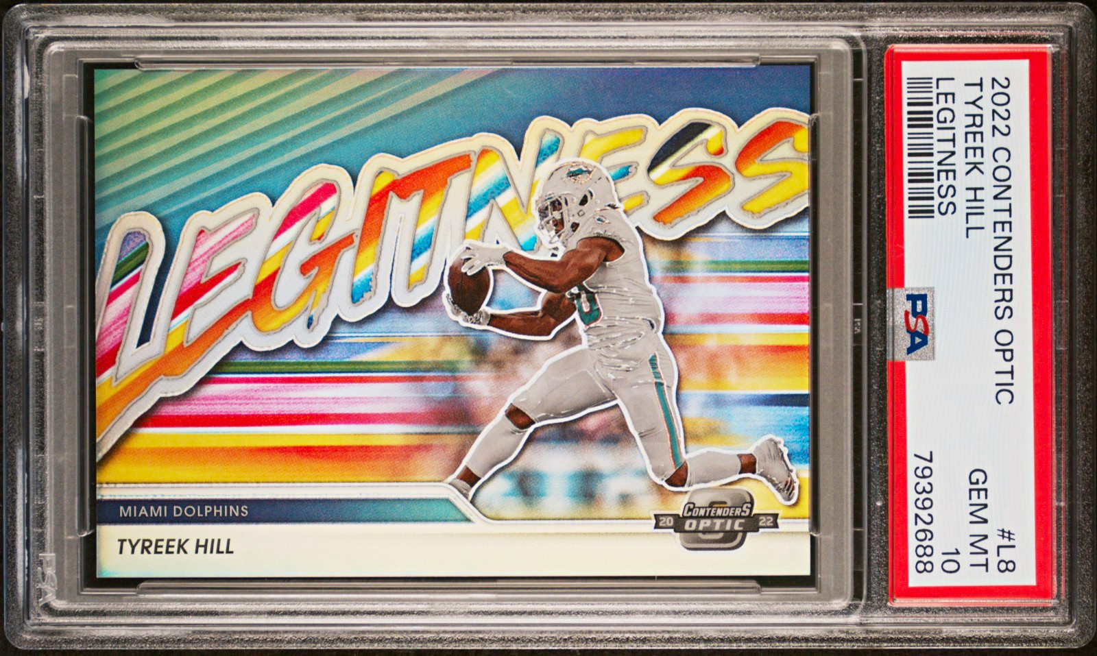 2022 Panini Contenders Optic Tyreek Hill Dolphins Legitness L-8 PSA 10 view 1