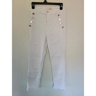 Fidelity Denim Cher Starlette White High Rise Slim Straight Cropped Jeans 29 #5