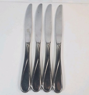 4 Dinner Knives Oneida Flight Reliance Flatware 9'' Glossy Stainless Steel