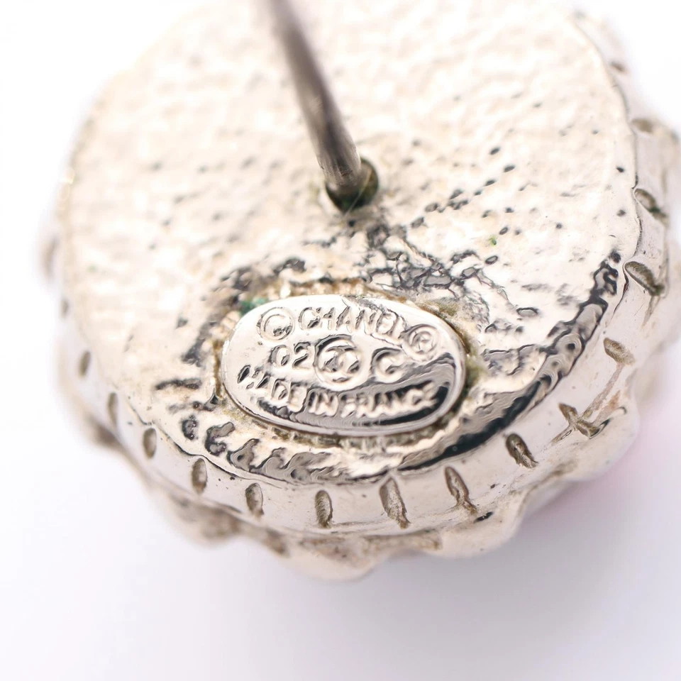 Pendientes perforados marca CHANEL COCO acero inoxidable estrás rosa usados Foto 3 de 4