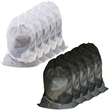 Mesh Laundry Bags Drawstring Heavy Duty Black White 24x36 Inch 10 PCS