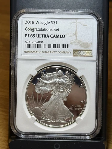 2018-W Silver Eagle Congratulations Set PF69 Ultra Cameo NGC Brown Label