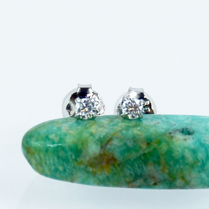 Tiny 2MM White Moissanite 925 Sterling Silver Earrings Studs