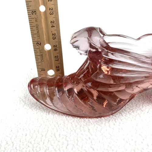 Vintage Fenton Art Glass Slipper Cranberry Rose Pink Glass Swirl Shoe Cat Face - Picture 8 of 10