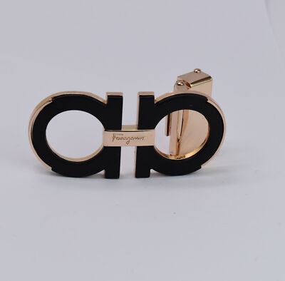 Ferragamo Men's Belt Buckle Black with gold for 34-35mm leather strap
