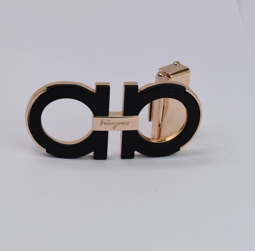 Ferragamo Men's Belt Buckle Black with gold for 34-35mm leather strap