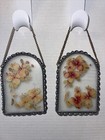 Sun Catchers Floral Art Glass Pewter Rope Edge Vintage Hand-Painted Set Of 2