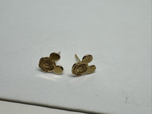 Disney Mickey Mouse 10K Yellow Gold Stud Earrings Jacmel Mauritius JCM No Backs - Picture 8 of 12