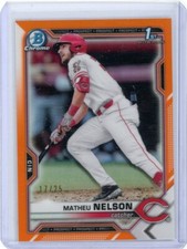 Matheu Nelson - 1st Bowman Draft Chrome TRUE ORANGE Refractor #17/25 SSP - Reds