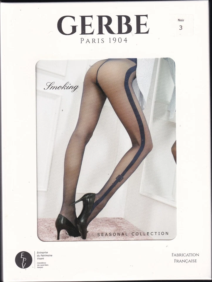 Collant GERBE SMOKING coloris Noir. 2 tailles. Tuxedo tights. - Photo 2/4