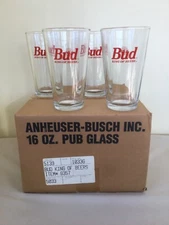 Set Of 4 Budweiser King Of Beers 16 Oz. Pub Glasses