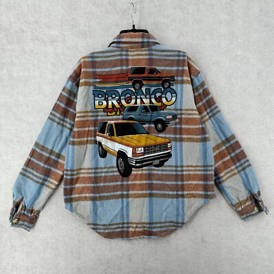 NWT Ford Bronco Graphic Shacket Flannel Shirt Womens XS Long Sleeve Plaid