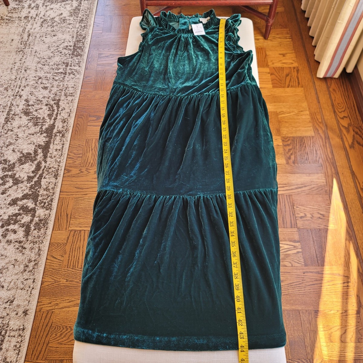 New J. Crew sz 0 2 6 8 12 Green Velvet Tiered Midi Dress NWT | eBay