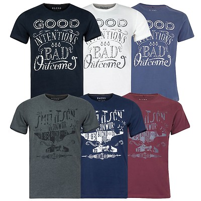 BLEND Herren T-Shirt Herrenshirt Motivdruck Front-Print Rundhals-Ausschnitt