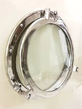17" Porthole Glass, Chrome Finish, Nautical Wall Decor, Working Port Hole