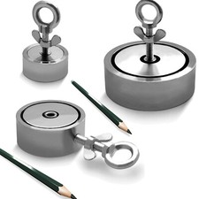 Neodym-Suchmagnet Bergemagnet bis 900KG 2 Bohrungen N45 vernickelt Magnetangeln