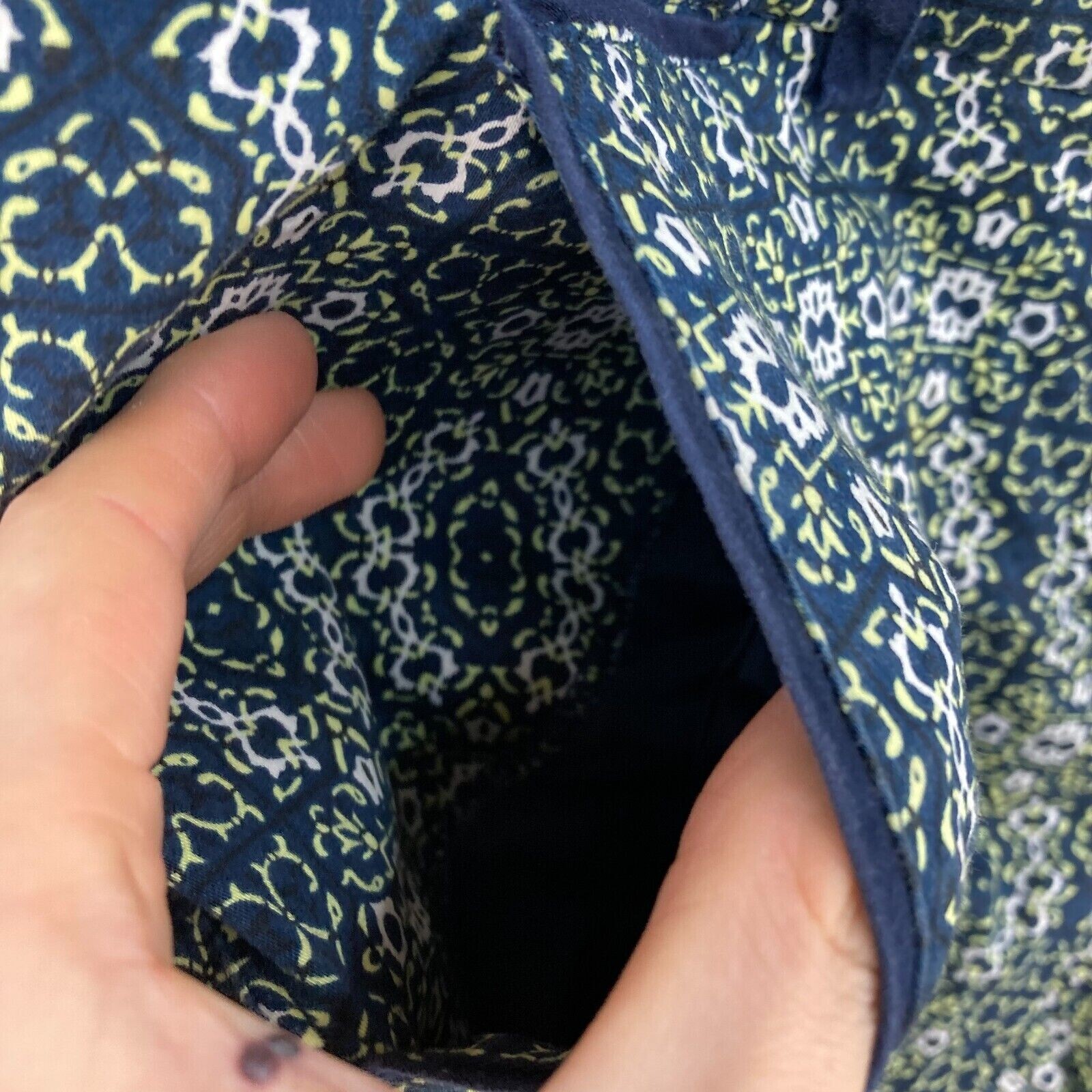 Jacqui E Pants Womens 12 Multicolour Straight Leg Pockets Cotton J16524